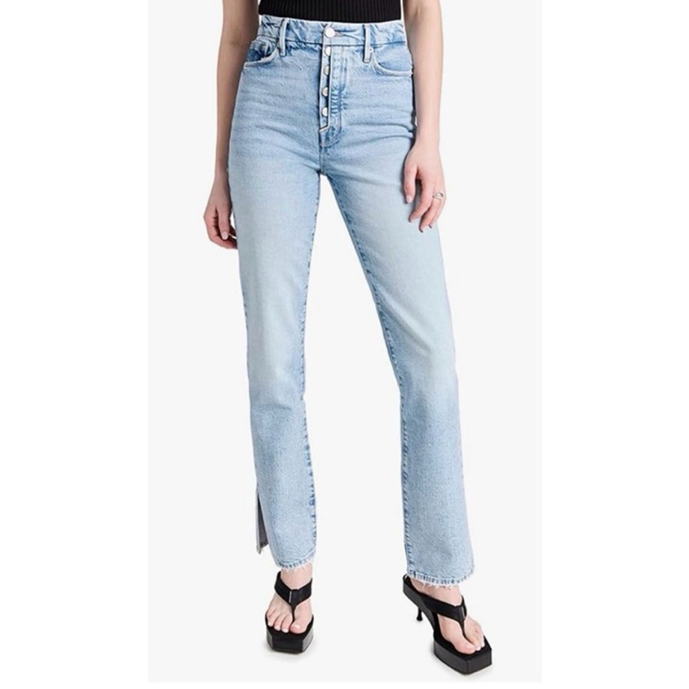 Good American Women's Good Boy Jeans Split Cuffs Frayed Edges in Size 12/31